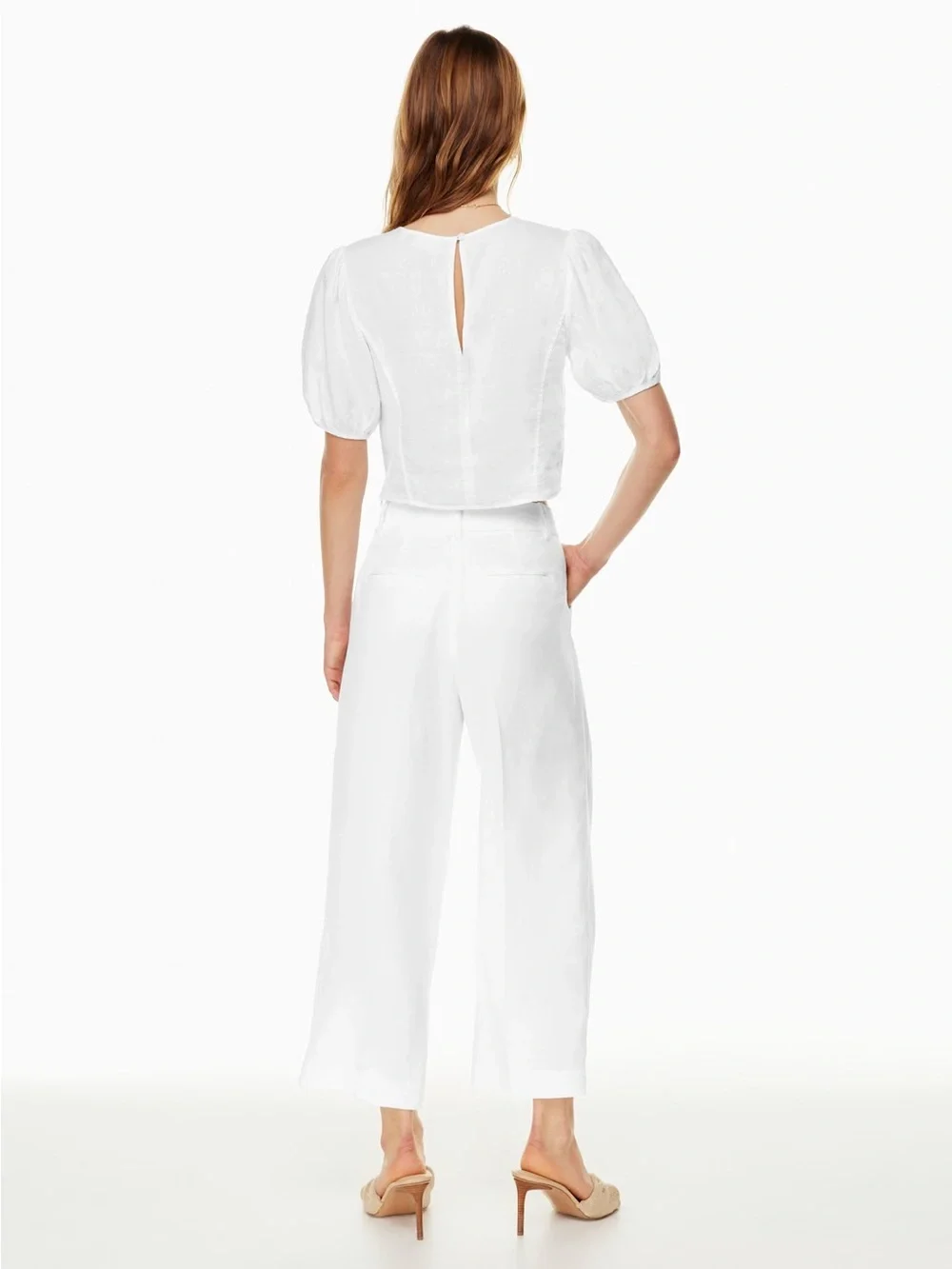 Aritzia Wilfred The Effortless Pant Linen Cropped High Waist Wide Leg NWOT